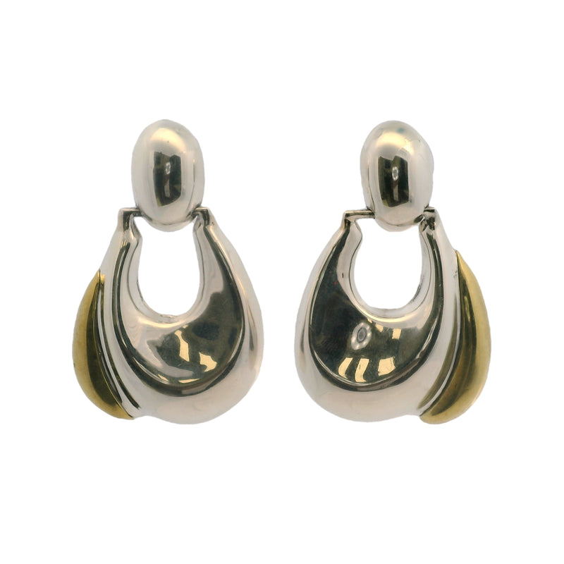 Caton 925 Sterling Silver Mexican Modernist Drop/Dangle Doorknocker Earrings