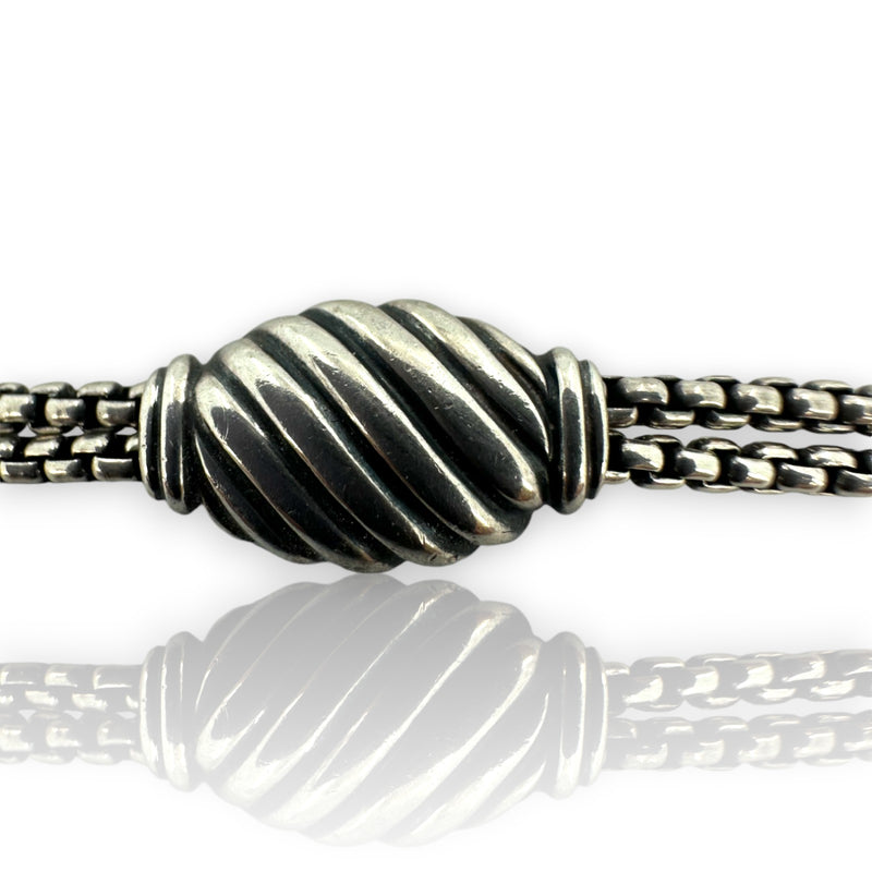 David Yurman Retired Rare 925 Sterling Silver Osetra Tassel Lavalier Necklace with Hematite and 36" Adjustable Box Chain