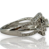Simply Vera Vera Wang 14kt White Gold Double Halo Diamond Engagement Ring with Diamond Crossover Band Size 7