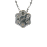 Solid 14kt White Gold 16" Chain Necklace with 0.84ctw Lab Diamond Cluster Pendant
