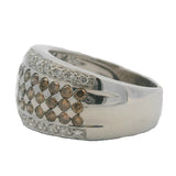LeVian Solid 14kt White Gold and Cognac Brown and White Diamond Cocktail Ring Size 7