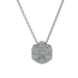 Solid 14kt White Gold 16" Chain Necklace with 0.84ctw Lab Diamond Cluster Pendant