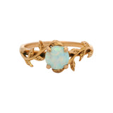 18kt Rose Gold Wrapped Vines Leaves Cabochon Lab Opal Solitaire Ring Size 8.5