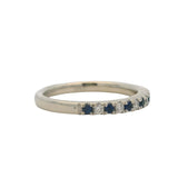 Vera Wang Love Solid 14kt White Gold Diamond and Sapphire Band Ring Size 5.25