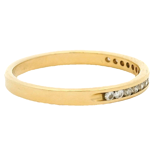 18kt Yellow Gold and Channel Set Diamond Half Eternity Wedding Stackable Band Size 6.75