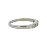 Solid 14kt White Gold and Diamond 5-Stone Wedding Stackable Band Ring Size 8.5