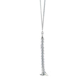 UnoAerre Italian Solid 750 18kt White Gold Leafy Vine Leaves Drop 17.9" Pendant Necklace