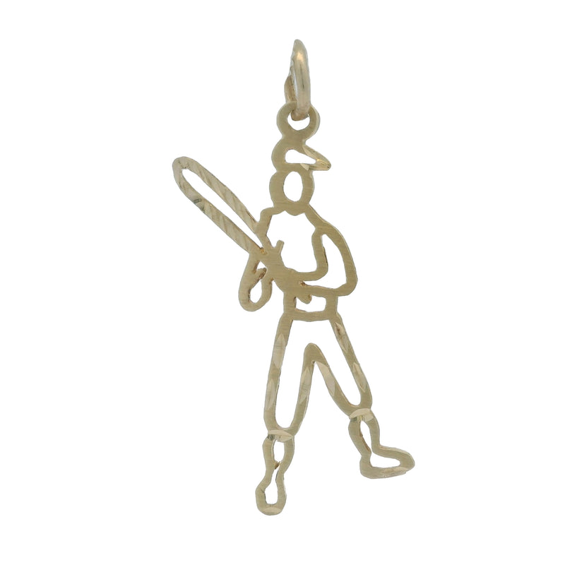 14kt Yellow Gold Baseball Player Hitter Outline Charm Pendant