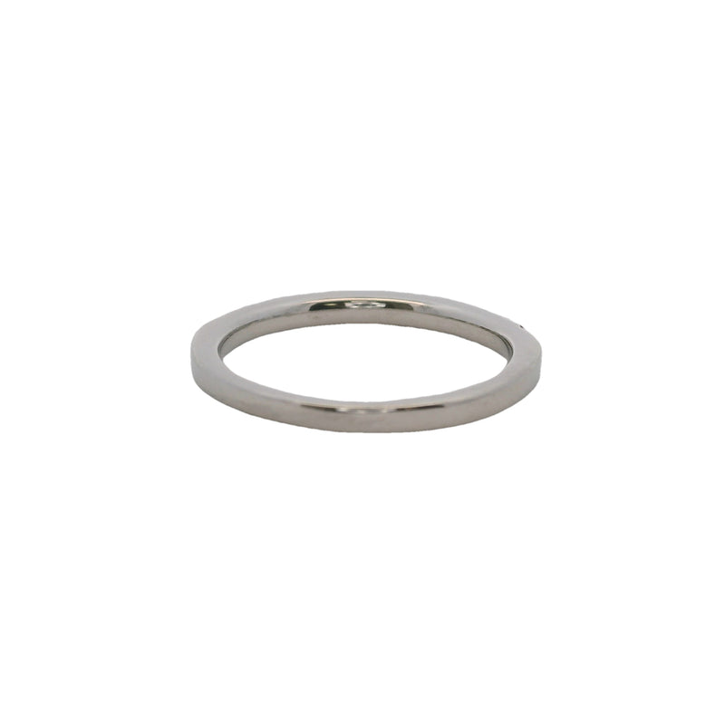 Solid 14kt White Gold and Diamond 2mm Stackable Wedding Ring Size 5