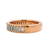 Solid 14kt Rose Gold Baguette Cut CZ Half-Eternity 4.4mm Band Ring Size 6.5