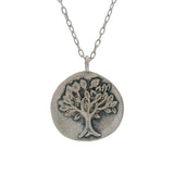 Leo 925 Sterling Silver Tree of Life Family Tree Pendant on 16" Small Paperclip Chain