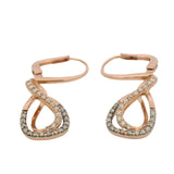 LeVian Solid 14kt Rose Gold and Diamond Ribbon Dangle Leverback Earrings