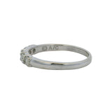Solid 14kt White Gold and Diamond 5-Stone Wedding Stackable Band Ring Size 8.5