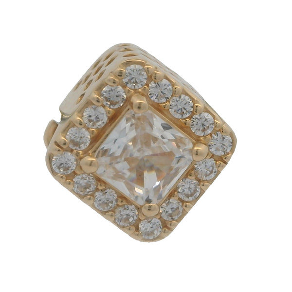 Charm Pandora ALE con circonita cúbica y resplandor geométrico en oro amarillo de 14 quilates 585