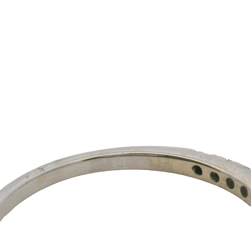 Solid 14kt White Gold and Round Diamond Line Half-Eternity Band Wedding Ring Size 8