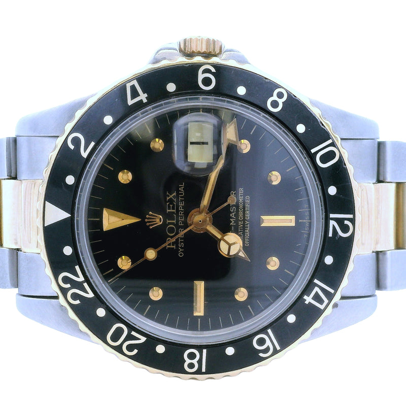Rolex 1575 GMT-Master 1979 Nipple Black Dial Two Tone Watch