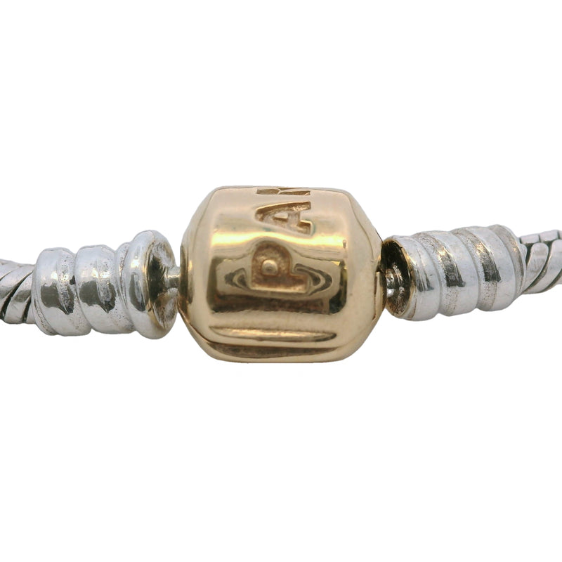 Pandora Moments 925 Sterling Silver Snake Chain with 14kt Yellow Gold Plated Clasp 8"