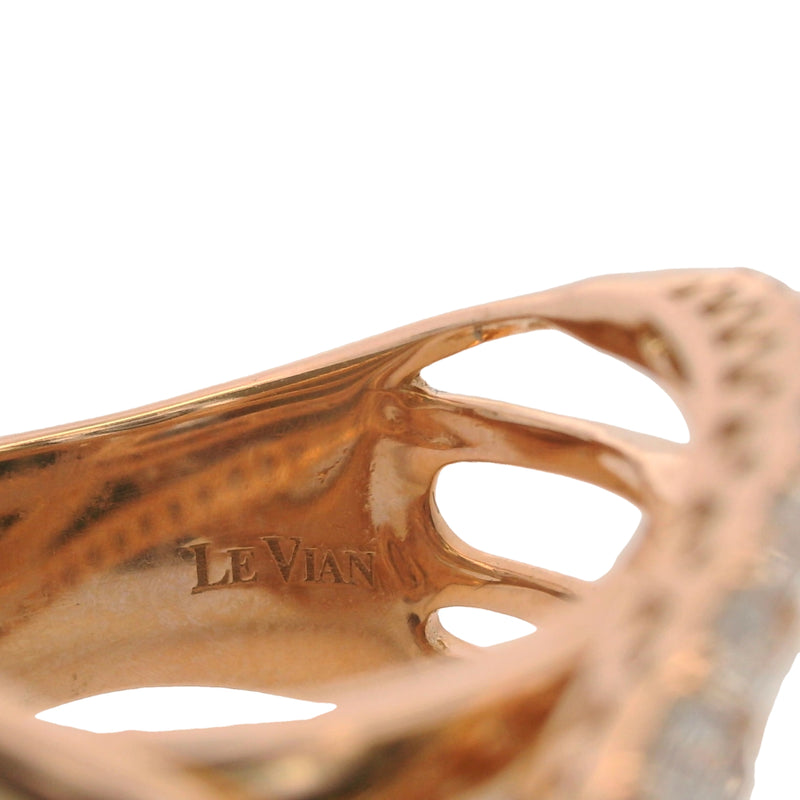 Le Vian 14kt Rose Gold Criss-Cross Overlapping White and Cognac Diamonds Ring