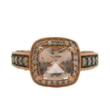 Le Vian Solid 14kt Rose Gold Pink Morganite and Diamond Halo Cocktail Fashion Ring Size 7