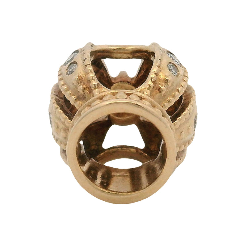 Pandora Retired Rare 14kt Yellow Gold Majestic Crown Slider/Spacer Charm with Natural Diamonds