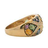 EFFY Solid 14kt Yellow Gold Multi-Colored Sapphire and Diamond Starfish Cluster Cocktail Ring Size 10.5