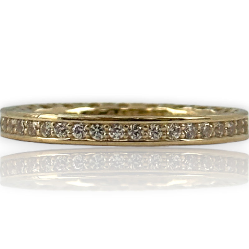 Pandora 14kt Yellow Gold CZ Cubic Zirconia and Enamel Stacking Ring