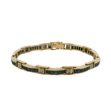 Natural Sapphire & Diamond Bar Link Station 18K 750 Yellow Gold Bracelet