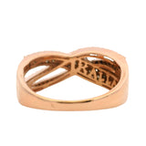 Kallati Solid 14kt Rose Gold and White and Brown Diamond Crossover Ring Size 7