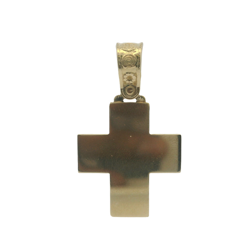 Triantos Solid 14kt Yellow and White Gold 2-Tone Cross Necklace Pendant