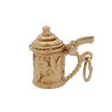 Vintage Solid 14kt Yellow Gold Traditional Opening Beer Stein Mug Charm