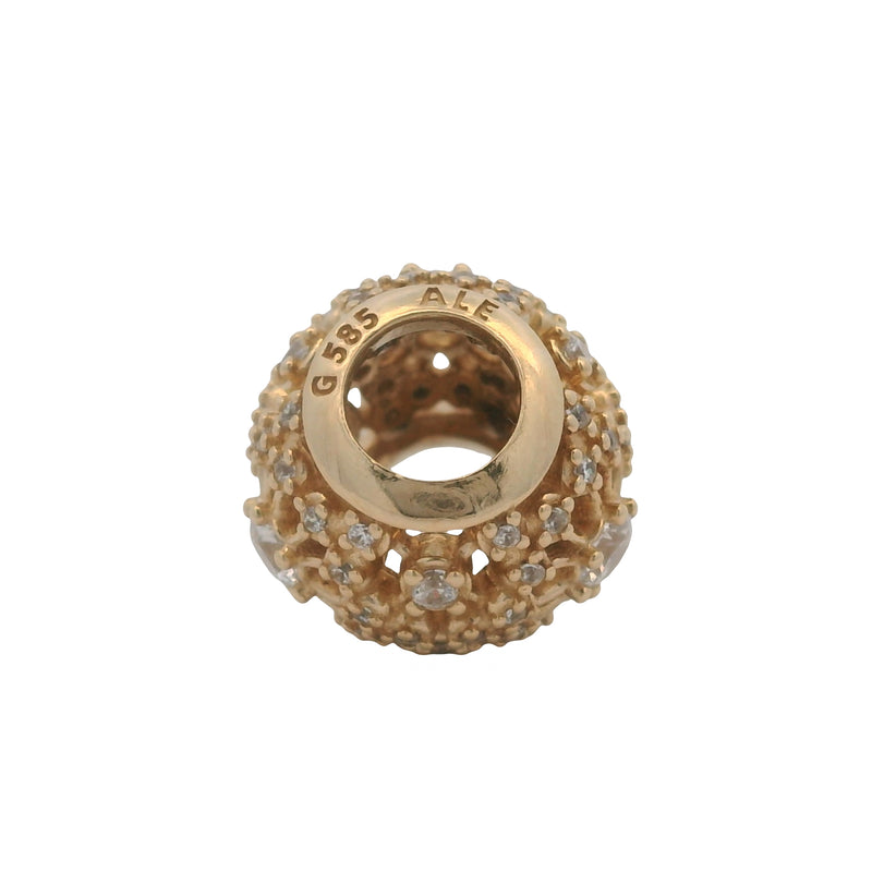 Pandora Solid 14kt Yellow Gold and CZ Inner Radiance Bead Slider Charm
