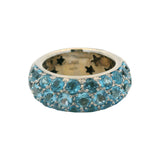 Vintage Italian Solid 18kt White Gold 3.47ct Blue Topaz 9mm Cluster Band Ring Size 6