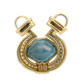 Vintage 18kt Yellow Gold Natural Blue Spinel and 1.06ctw Diamond Large Pendant