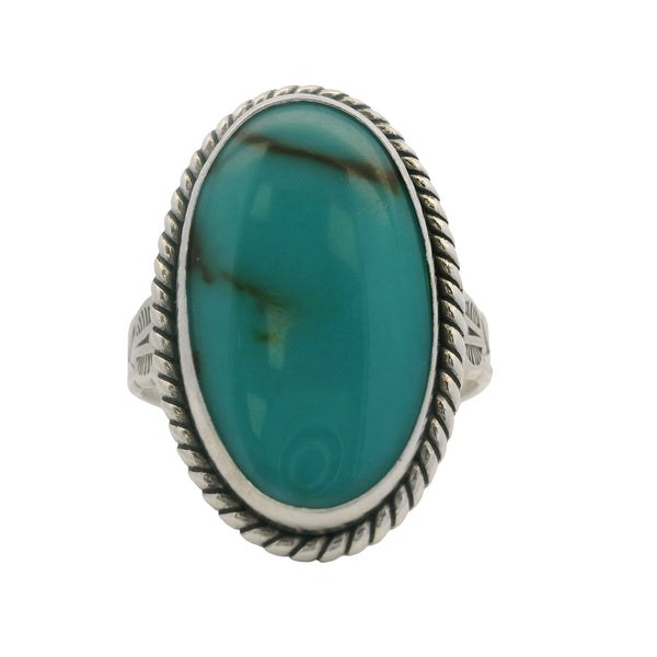 Vintage Pacific Jewelry Co 925 Sterling Silver and Bezel-Set Turquoise Solitaire Ring Sz 7