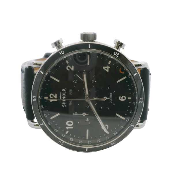 Shinola Canfield Sport 45mm Chronograph Watch S0120089889 Black Dial Steel Watch