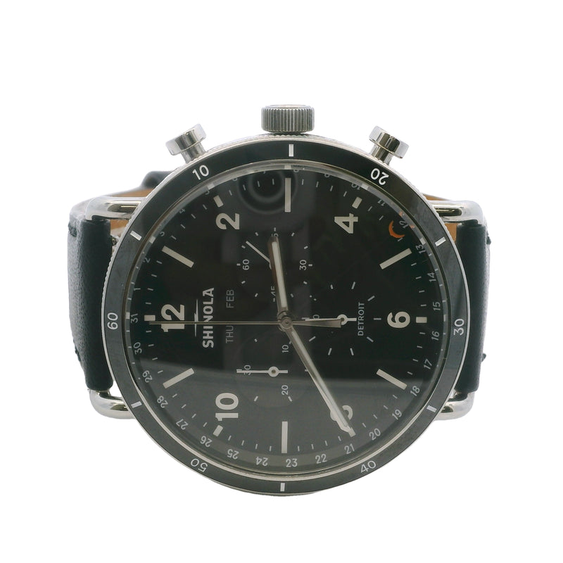 Shinola Canfield Sport 45mm Chronograph Watch S0120089889 Black Dial Steel Watch