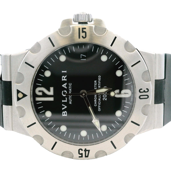 Bulgari Diagono SD38S Stainless Steel 38mm Black Dial Automatic Watch