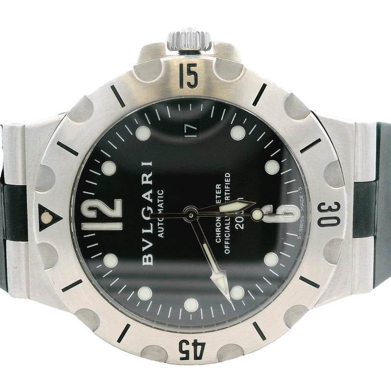 Bulgari Diagono SD38S Stainless Steel 38mm Black Dial Automatic Watch