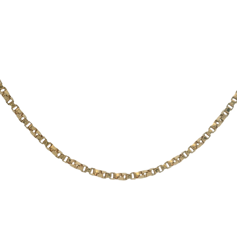 Vintage Solid 14kt Yellow Gold Puffy Liquid Cross Necklace with 18" Small Box Chain