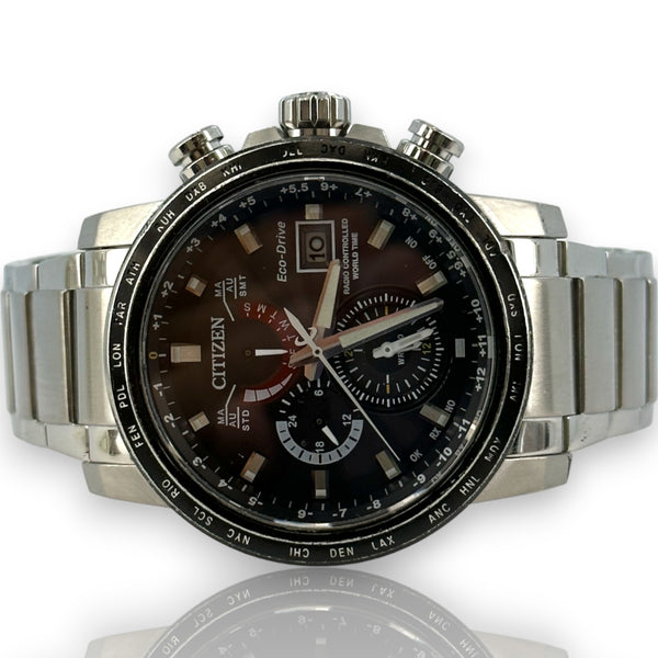 Citizen H820-S103959 Eco-Drive World Time Radio Controlled 43mm Watch