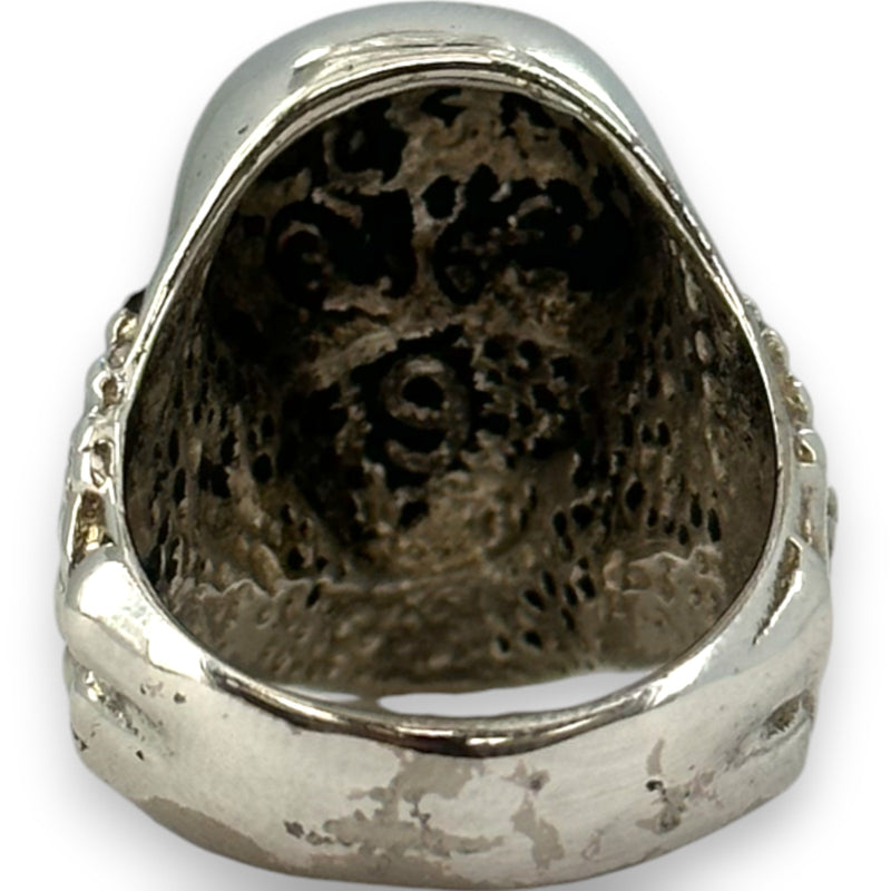 Vintage 1986 G&S Collectable 925 Sterling Silver Skull and Bones Heavy Biker Ring Size 9
