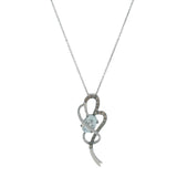 Le Vian Solid 14kt White Gold Aquamarine Diamond Ribbon Crossover Necklace 18"
