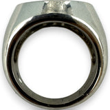 Vintage 2002 Signed Garrard London Solid 18kt White Gold and Diamond 18.7mm Wide Flat Top Statement Ring Made in Italy Size 6.75