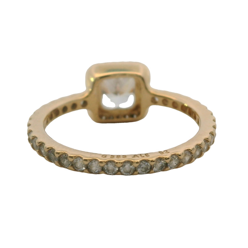 Pandora Square Sparkle Halo Ring In 14kt Yellow Gold and CZ Cubic Zirconia Size 6 52