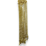 14kt Solid Yellow Gold 40" Sparkling Reflective Mesh Lariat Tie Necklace With Chain Tassels Made in Italy