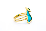 Acrylic Pear Shape Fruit Motif 18k 750 Yellow Gold Ring Size 6