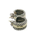 David Yurman Cable Collectibles 925 Sterling and 14k Yellow Gold Huggie Hoops Earrings