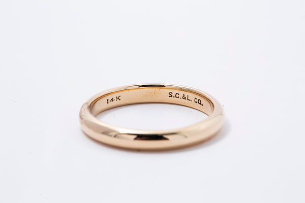 Antique Shreve Crump & Low 3mm Wedding Band Solid 14K 585 Yellow Gold Ring Size 9
