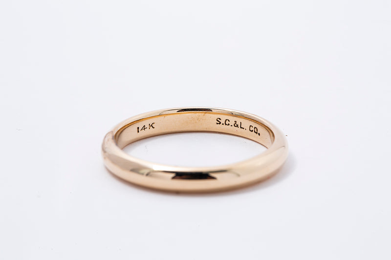 Antique Shreve Crump & Low 3mm Wedding Band Solid 14K 585 Yellow Gold Ring Size 9