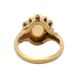 Vintage Avon 2-Tone Solid 14kt Gold 0.41ct Opal and Diamond Cocktail Ring Size 6